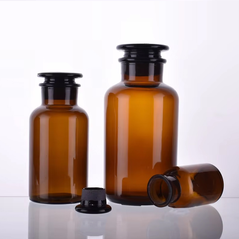 Frascos de boticário de reagente de vidro químico transparente estilo vintage âmbar