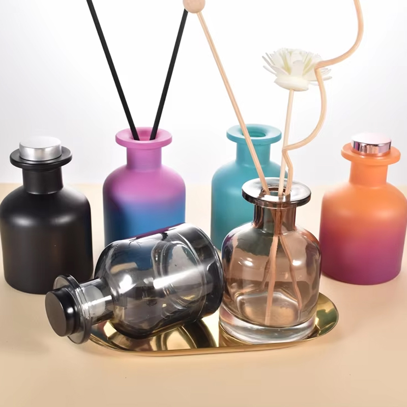 Vidro de garrafa difusor de cana de luxo redondo fosco da China