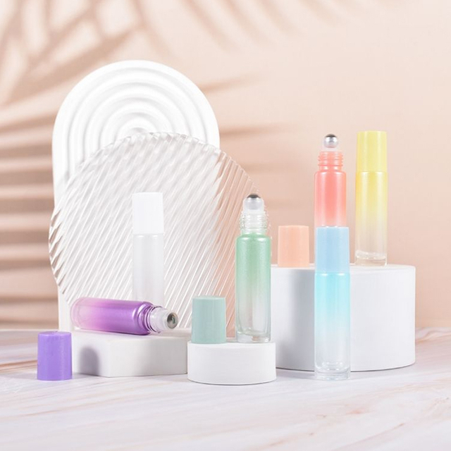 Rolo de óleo de perfume de vidro gradiente de luxo 10ml em frasco