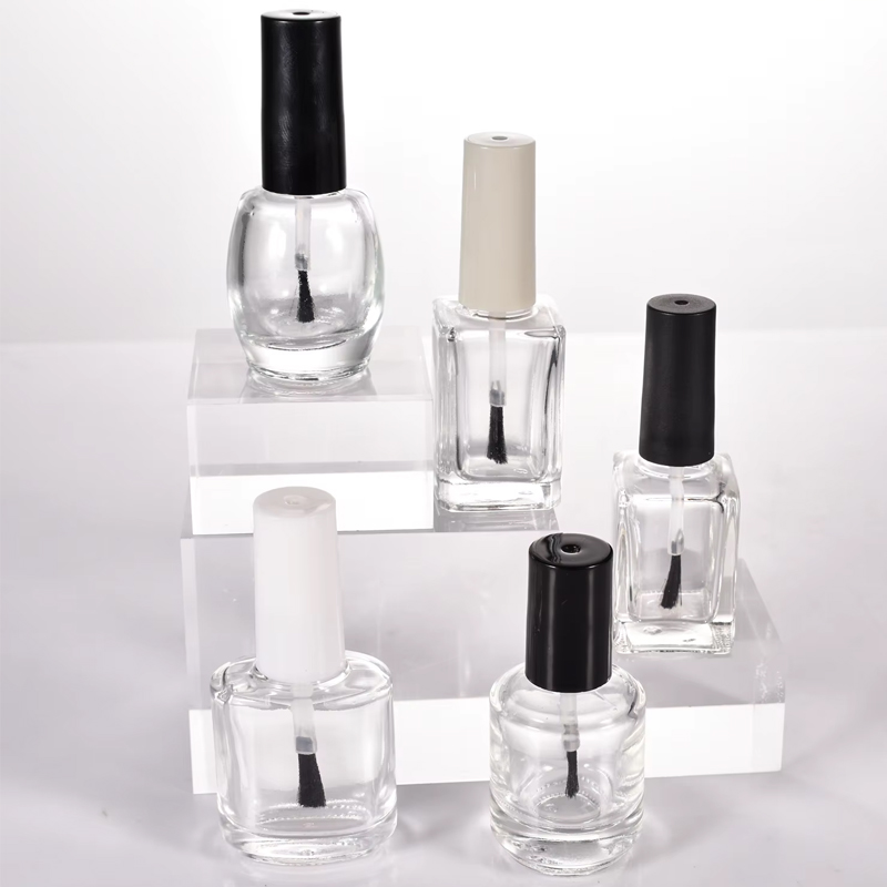 Atacado 15ml transparente vazio tampa de frasco de esmalte transparente e escova