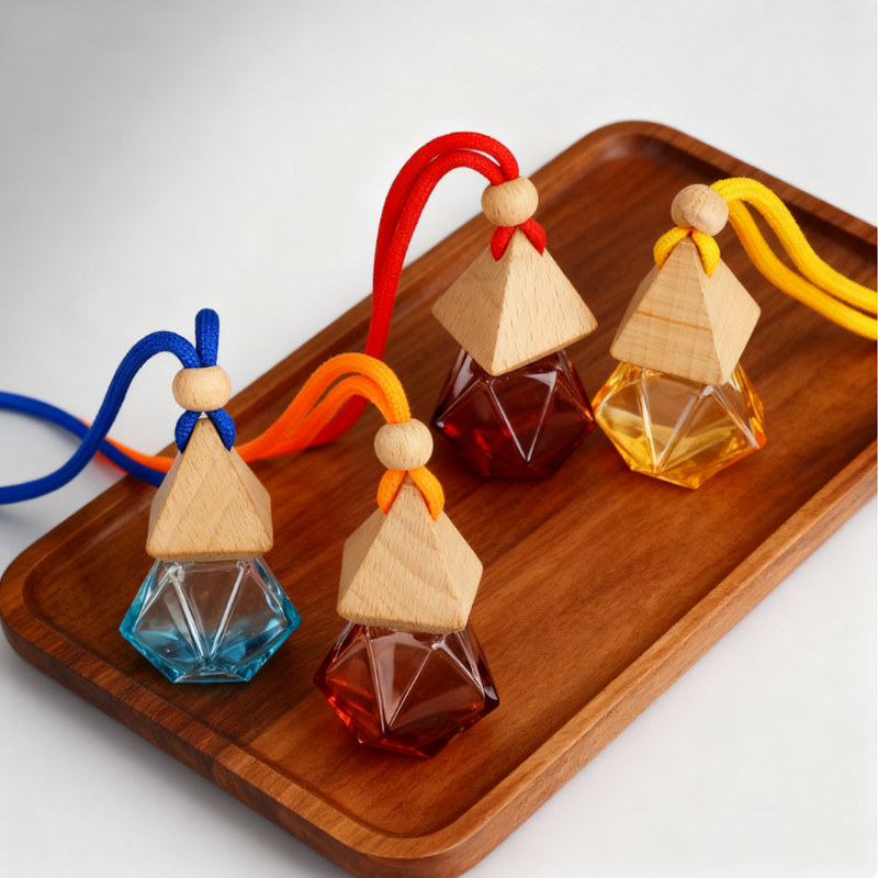 Atacado forma de diamante 8ml pendurado perfume difusor de carro vazio ambientador perfume garrafa de vidro