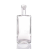 Garrafa de licor de vidro fosco transparente quadrada personalizada com tampa de vidro