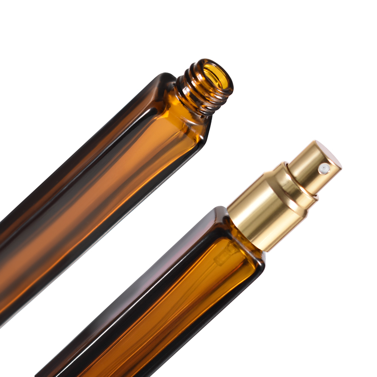 Frasco de spray de perfume de vidro quadrado portátil para viagem 10ml atomizador recarregável garrafa cosmética vazia âmbar