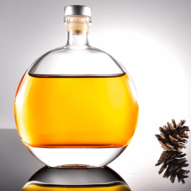 Garrafas de licor de vidro 250ml redondas transparentes