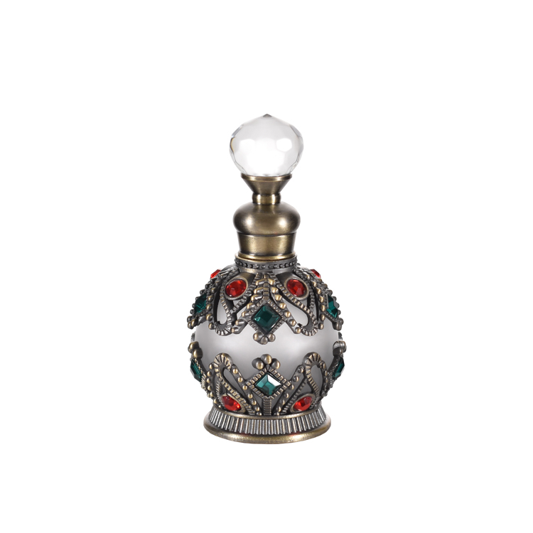 Garrafa de óleo essencial de Dubai Frasco de perfume retrô 15ml com diamante incrustado vazio recipiente de óleo essencial