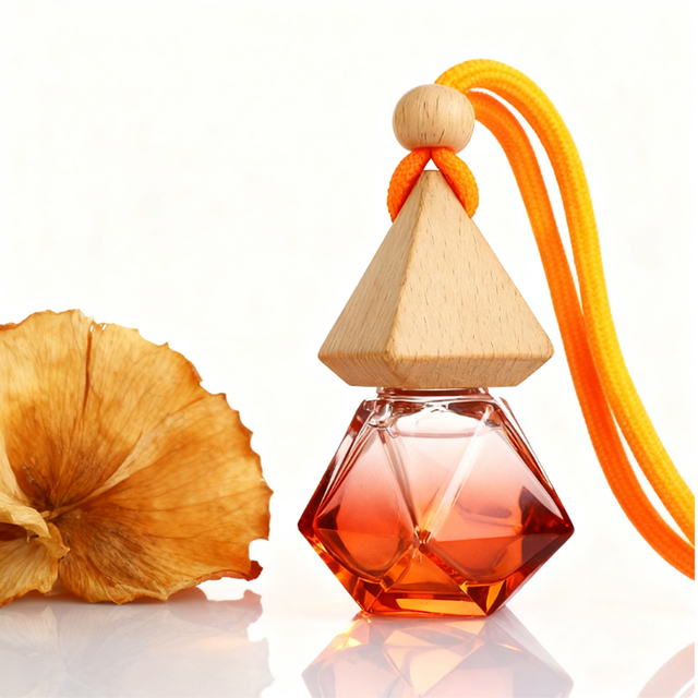 Atacado forma de diamante 8ml pendurado perfume difusor de carro vazio ambientador perfume garrafa de vidro