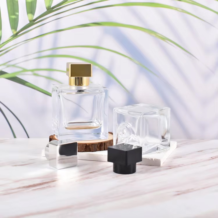  Luxo 100ml 50ml 30ml retângulo vazio frasco de vidro de perfume transparente com tampa