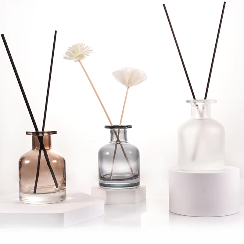 Vidro de garrafa difusor de cana de luxo redondo fosco da China