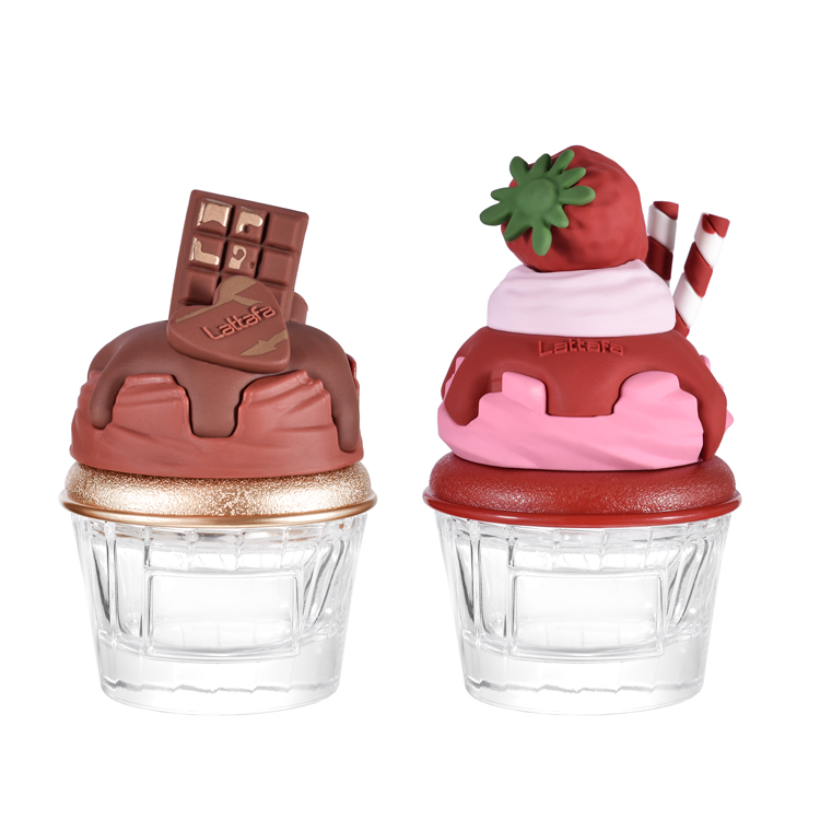 Frasco de perfume criativo em formato de sorvete - linda embalagem de fragrância de vidro inspirada em sobremesa com tampa personalizada