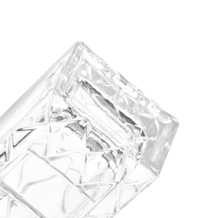 Frasco de perfume de vidro luxuoso em relevo de 30ml com tampa preta - embalagem de frasco de fragrância transparente personalizada