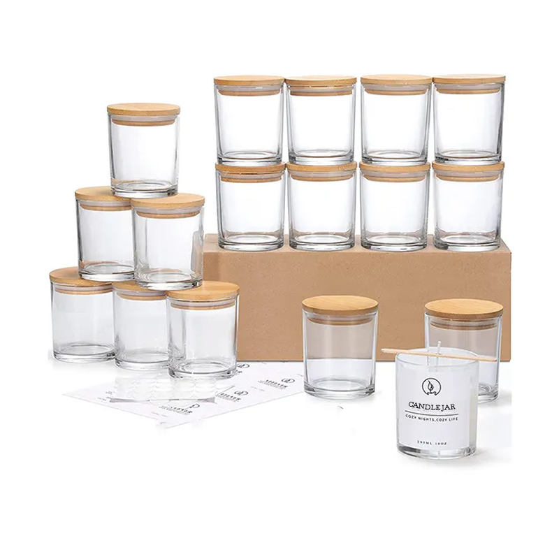Frasco de vela de vidro de 10 onças e 12 onças com tampa