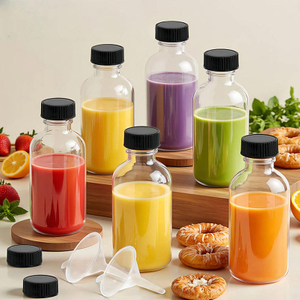 Garrafas de bebidas de vidro transparentes personalizadas de 60 ml com tampa de rosca redonda para impressão de tela recarregável para suco 