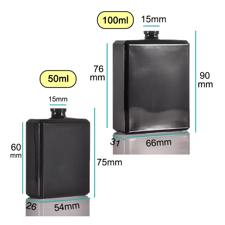 Novo design preto 30ml 50ml 100ml frasco de perfume de vidro 