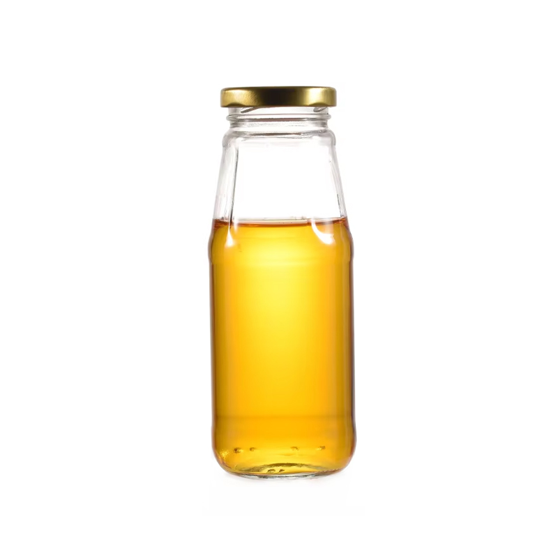 Garrafa de leite para bebidas de vidro vazia de formato redondo de 350ml por atacado 