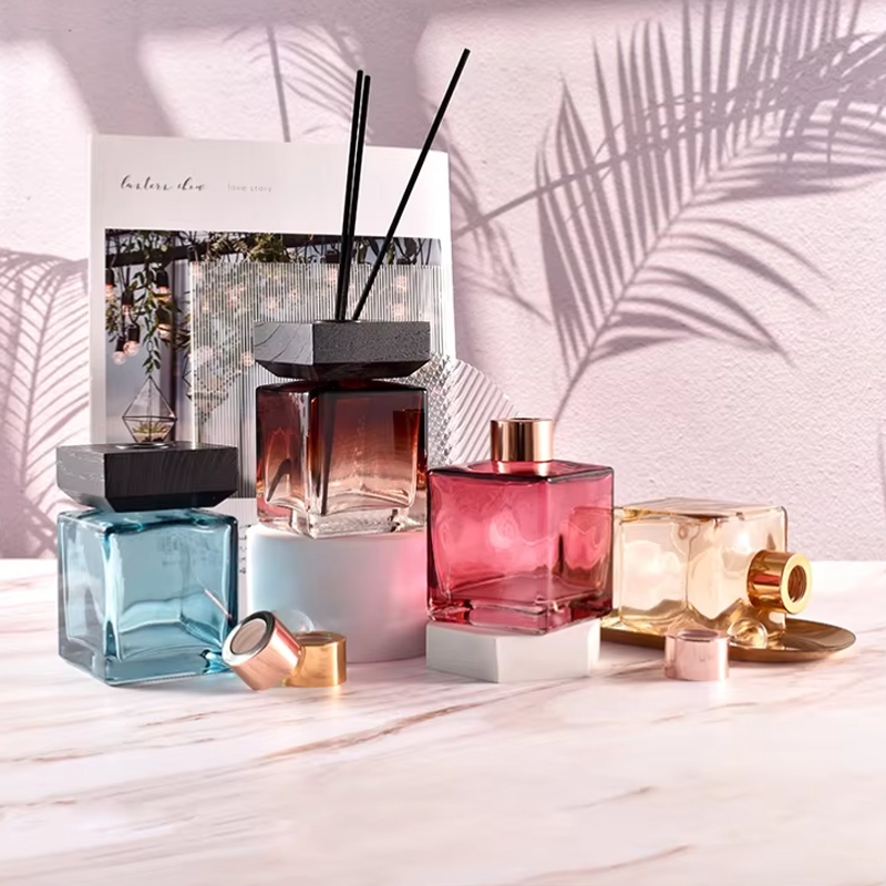 Frasco difusor de cana vazio com gradiente quadrado clássico personalizado de 200ml