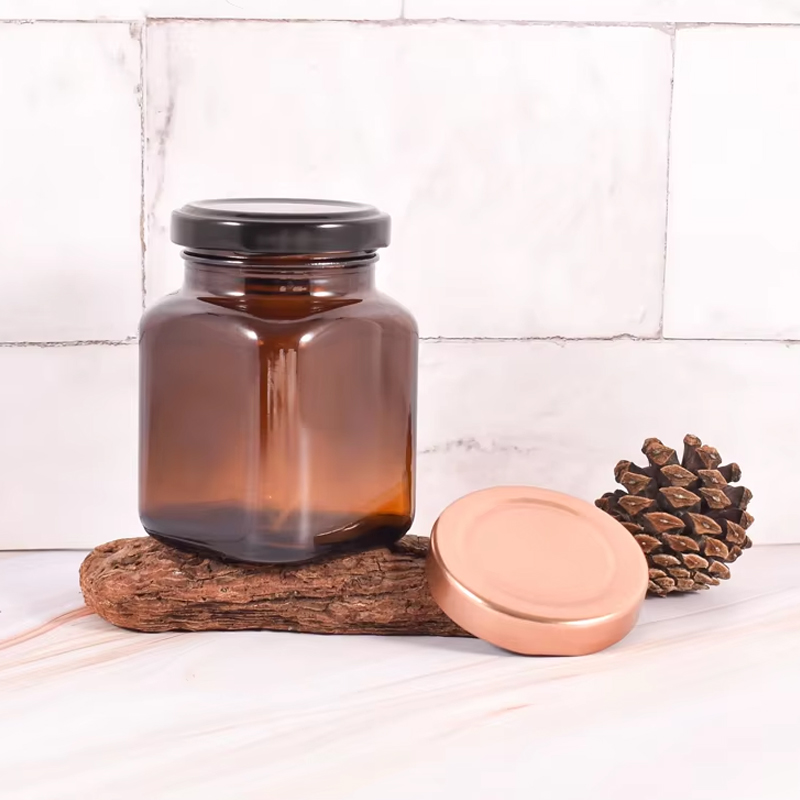 Frasco quadrado de picles de sais de banho de ervas com especiarias âmbar de 140ml