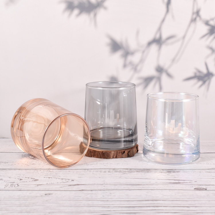 Frascos de vela de vidro elegantes de cor clássica de 250 ml de luxo por atacado na China para potes de fabricação de velas