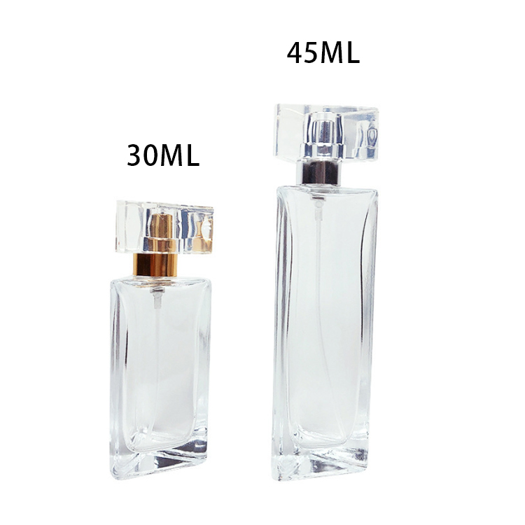Prisma triangular exclusivo luxuoso 30ml 45ml garrafas de vidro de perfume vazias com tampa de spray de bomba e caixa personalizável