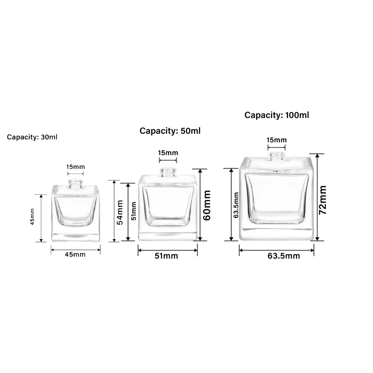  Luxo 100ml 50ml 30ml retângulo vazio frasco de vidro de perfume transparente com tampa