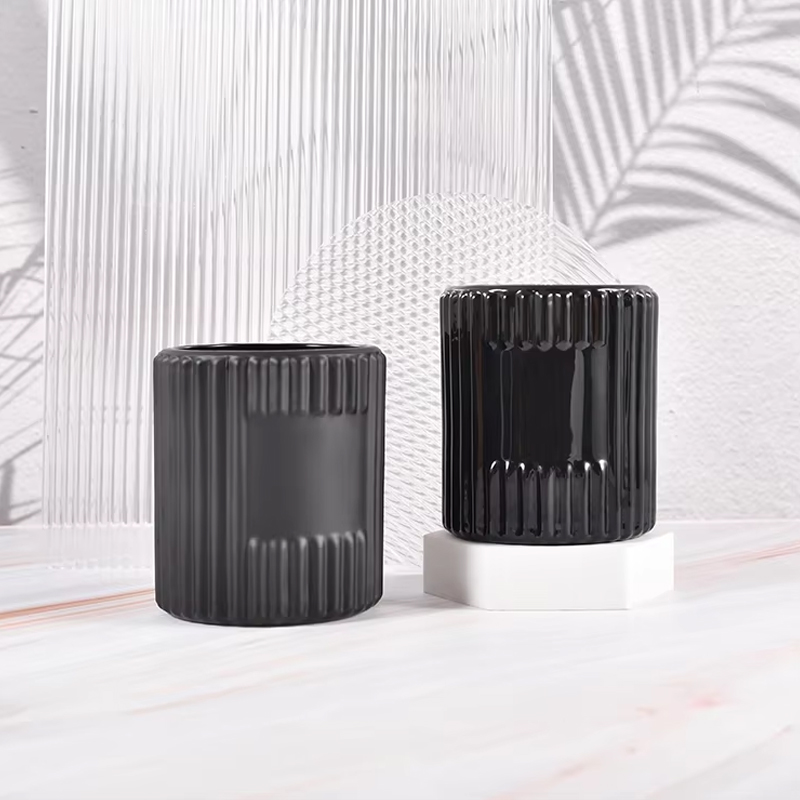 Frascos de vela de vidro com nervuras transparentes vazios de 7 onças para fazer velas