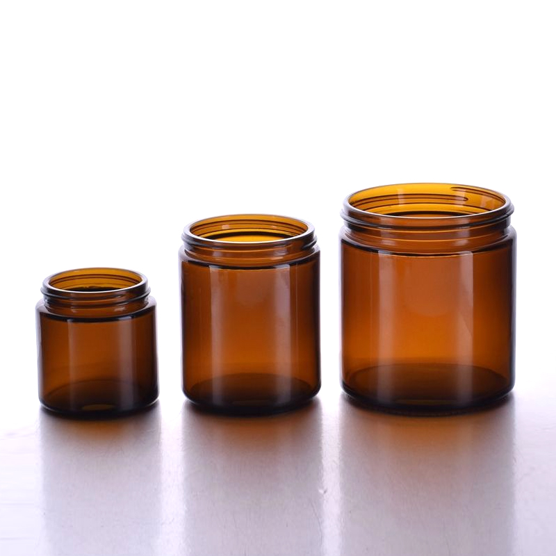 4 onças 8 onças 16 onças frasco de vela de vidro reto vazio de luxo âmbar com tampas de alumínio metálico