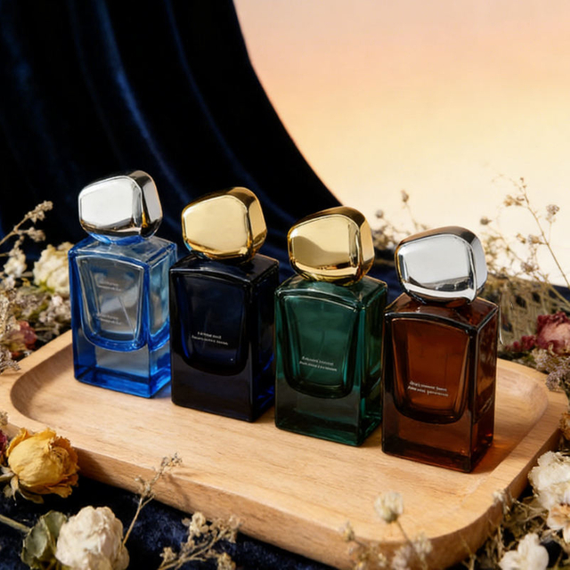 30ml 50ml 100ml Frasco de spray de perfume de vidro colorido retangular de alta qualidade