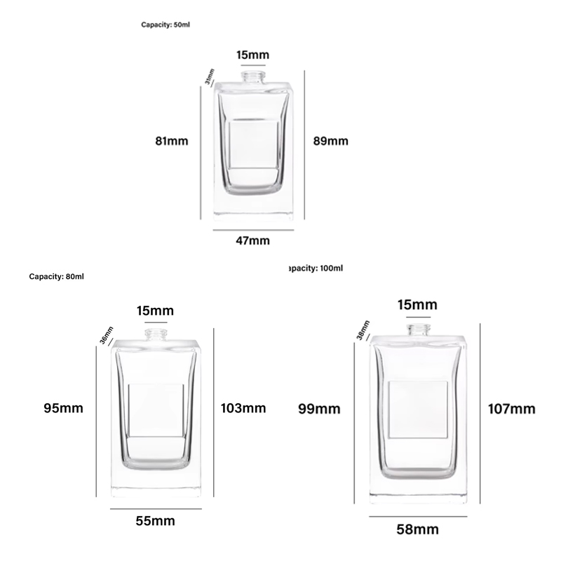 Garrafa de perfume vazia quadrada original de 50ml 80ml 100ml com luxo do tampão do pulverizador