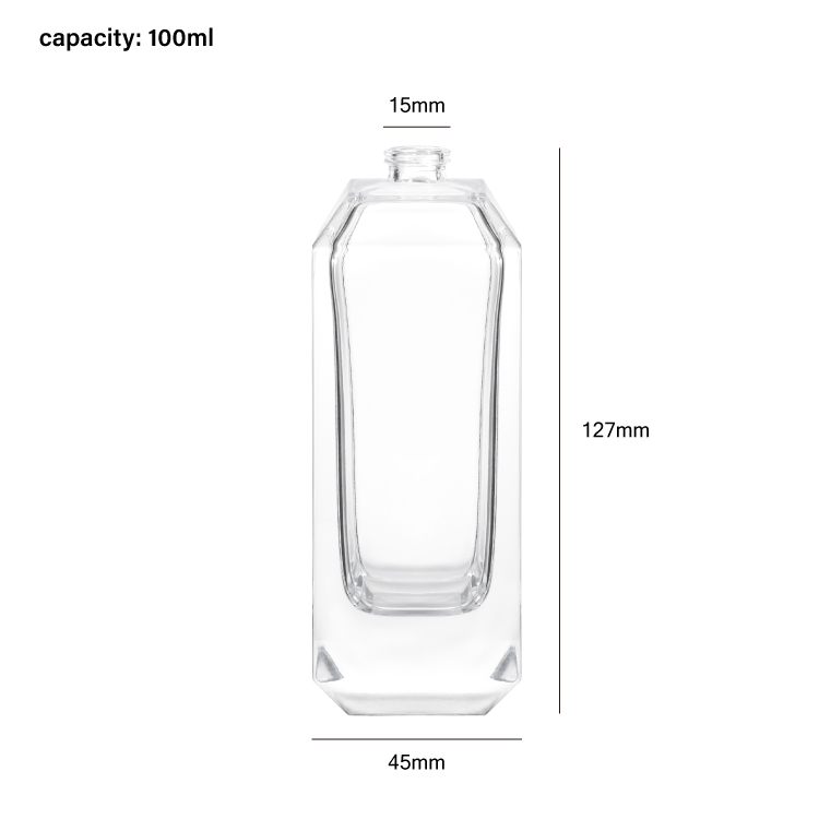 Frasco de perfume de vidro facetado luxuoso com tampa de metal embalagem de fragrância premium de base grossa