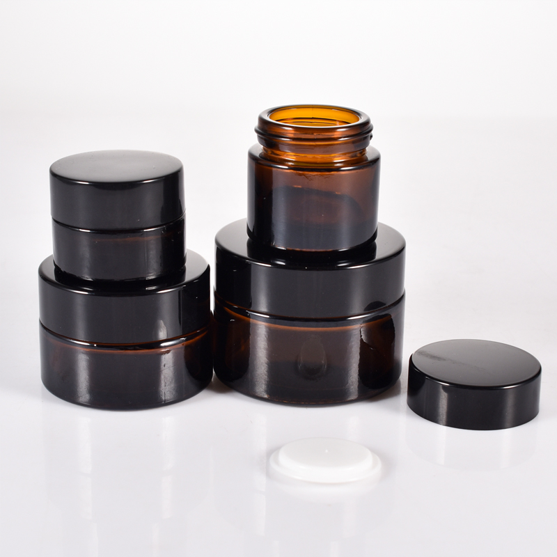 Frasco de creme de vidro para cosméticos âmbar ecológico