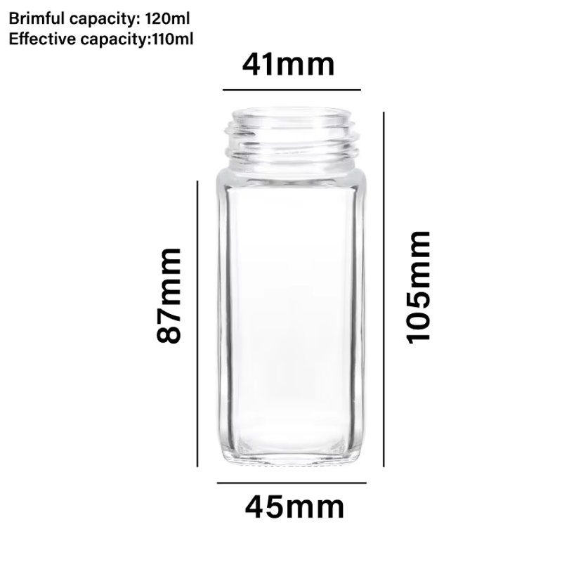 Venda quente 120ml pós de especiarias tempero recipientes tempero frascos de especiarias de vidro quadrado
