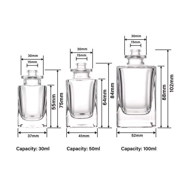 Fragrância Vintage Square Spray 30 Ml 50 Ml 100 Ml Garrafas de perfume de vidro vazias com tampa de madeira