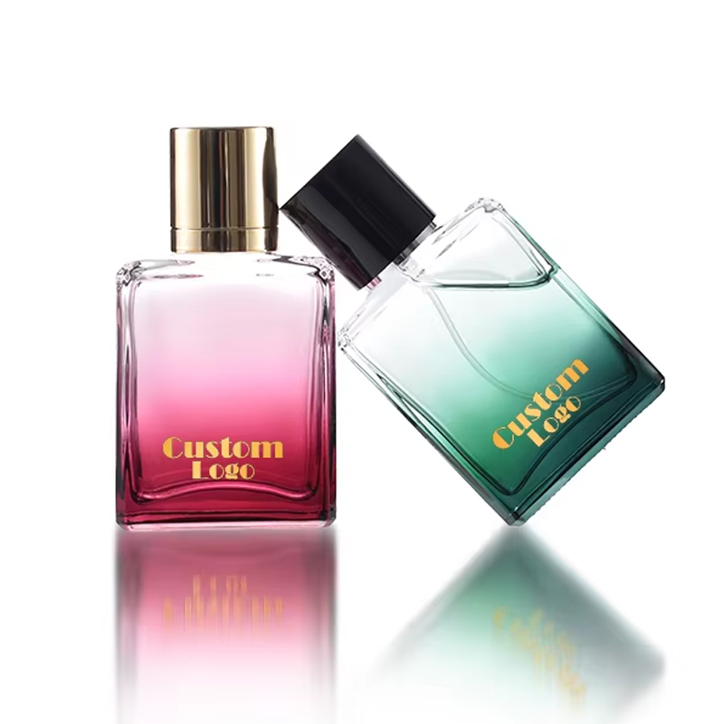 Revestimento gradual verde frasco de vidro de perfume de 50 ml com caixa