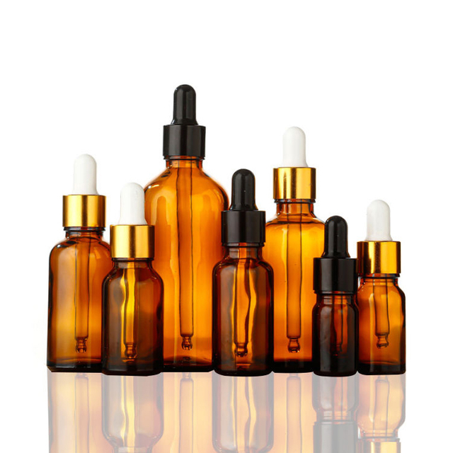 Luxo 5ml 10ml 15ml 20ml Frascos conta-gotas de vidro âmbar com pipeta