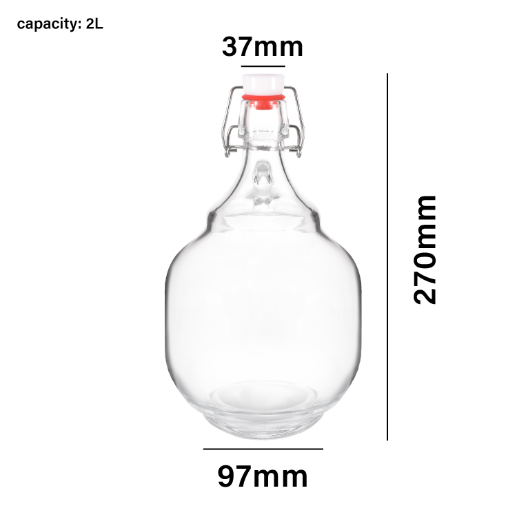Estoque Califórnia Garrafa de vidro de 2 litros Flip Top Glass Growlers para cerveja 64 Oz Growler Set com tampas Ótimo para fabricação caseira