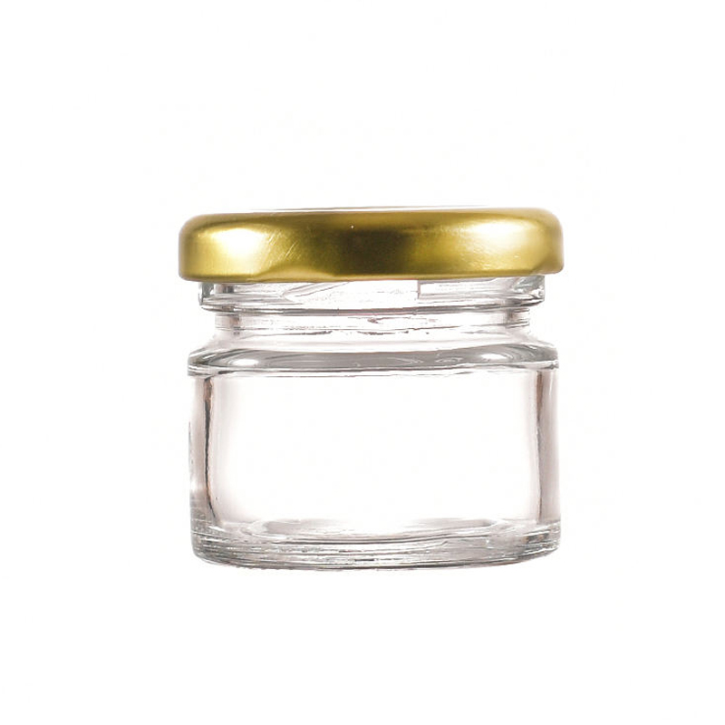 Frasco de gelatina de vidro 25ml com tampa de metal 