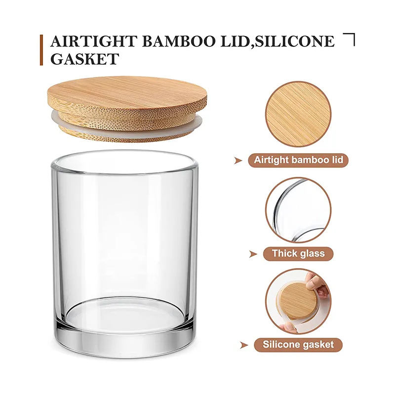 Frasco de vela de vidro de 10 onças e 12 onças com tampa