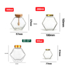 Frascos de mel de vidro hexagonal de 3 onças, 6 onças e 9 onças com bastão