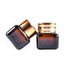 Frasco de creme de vidro 50g quadrado creme para olhos rosto marrom cosméticos 