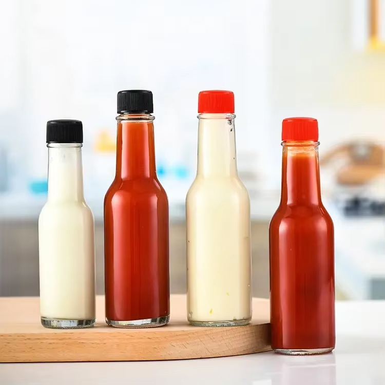 Garrafa pequena de vidro para vendas quentes 90ml 250ml 150ml Garrafas tontas para vidro de molho picante