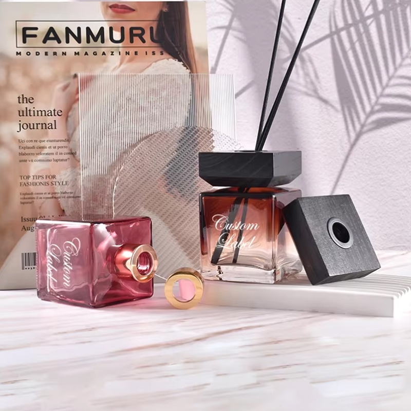 Frasco difusor de cana vazio com gradiente quadrado clássico personalizado de 200ml