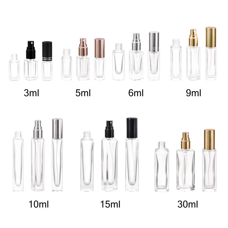 3ml 5ml 6ml 9ml 10ml 15ml 20ml Mini frasco de perfume quadrado para viagem Fabricante Fornecedor de fábrica 
