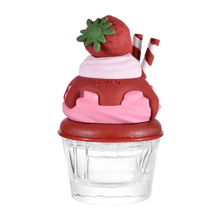 Frasco de perfume criativo em formato de sorvete - linda embalagem de fragrância de vidro inspirada em sobremesa com tampa personalizada