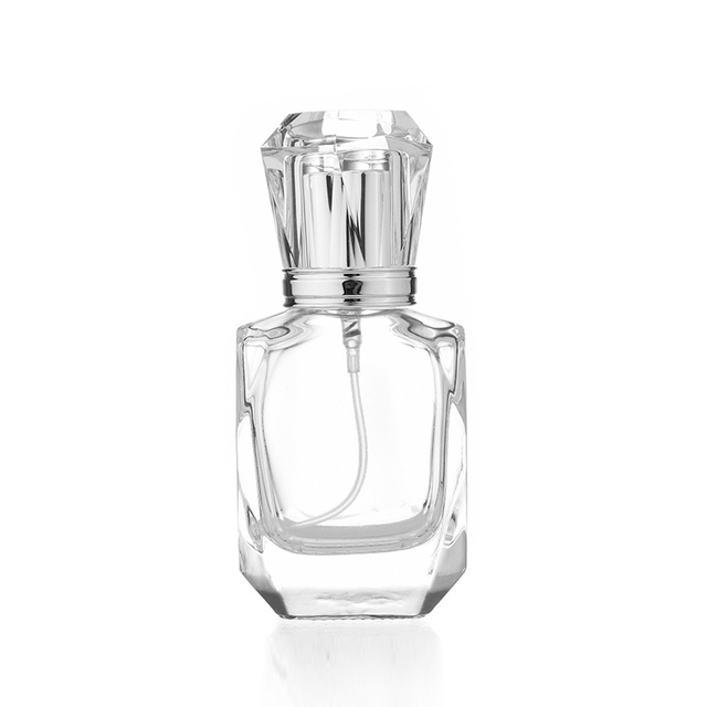 Garrafa de perfume vazia de vidro extravagante 30ml 50ml, bomba de prata, garrafa de perfume de vidro vazia com tampa