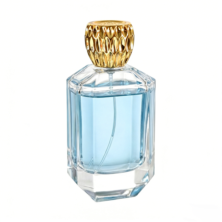 Frasco de perfume de vidro luxuoso de 30ml 50ml 100ml com embalagem de fragrância vazia premium de tampas personalizadas