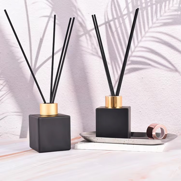 garrafa de vidro difusora preta fosca luxuosa de 50ml 100ml 150ml