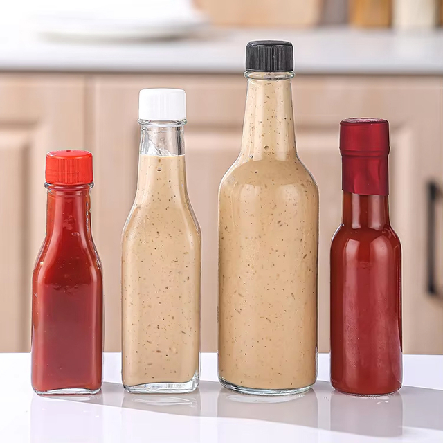 Garrafa pequena de vidro para vendas quentes 90ml 250ml 150ml Garrafas tontas para vidro de molho picante