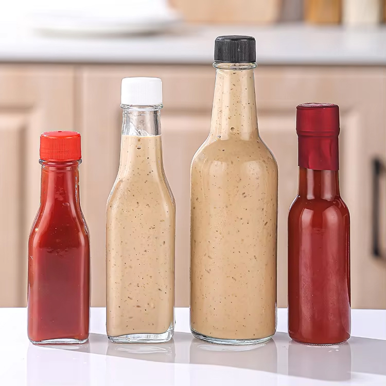 Garrafa pequena de vidro para vendas quentes 90ml 250ml 150ml Garrafas tontas para vidro de molho picante