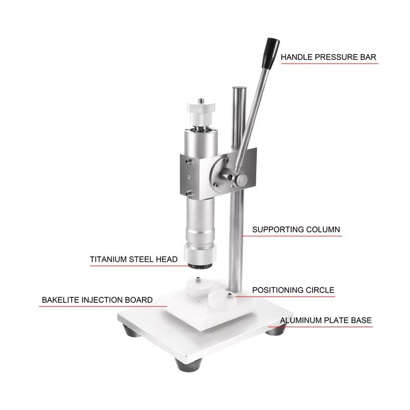 Máquina de enchimento e tampagem de garrafas de perfume, ferramenta manual de friso para garrafas de perfume