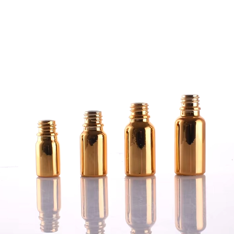Recipientes de embalagem de luxo para cuidados com a pele, frasco conta-gotas de vidro de soro de óleo essencial de ouro 5ml 10ml 15ml 20ml 30ml 50ml 100ml