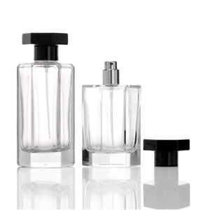 Frasco de perfume hexagonal exclusivo de 50ml e 100ml com pulverizador de bomba e etiquetas personalizadas